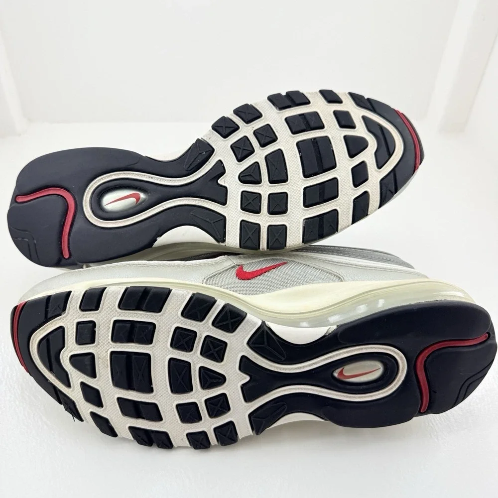 Nike Air Max 97 Silver Grey Red 844421-001 Mens 8.5 UK 7.5 EU 42 Sneakers